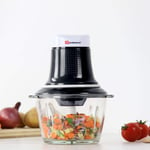 SQ Professional Blitz Mini Chopper - 300W with 600ml Glass Bowl and Stainless Steel Blade (Black)