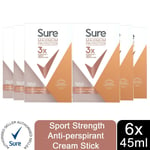 Sure Women Maximum Protection Sport Strength Anti-Perspirant Cream, 6 Pack, 45ml
