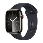 Apple Watch Series 9 GPS + Cellular 45 mm, graphite Rustfrit, stål urkasse med, Midnat sportsrem - M/L