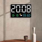2 en 1 Réveil + Station Météo horloge murale numérique Météo agsivo Grand écran led avec télécommande luminosité automatique,température
