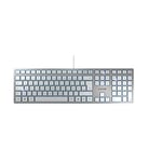 CHERRY KC 6000 SLIM, Ultra-Flat Design Keyboard, German Layout (QWERTZ), Wired (USB-A Port), Quiet Keys, Durable Key Labelling, Silver