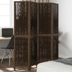 Room Divider 4 Panels Privacy Screen Dark Brown Solid Wood Paulownia vidaXL