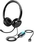 XAPROO USB Headset with Microphone for Laptop, Quality USB/3.5mm Wired with 2.4m