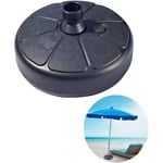 Pied de parasol rond en plastique robuste et portable avec roulettes pour parasol de terrasse à remplir d'eau et de sable en métal
