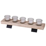 URBNLIVING Set Of 5 Candle Glasses Holder On Wooden Display Tray Home Decor Centerpiece Centerpiece