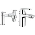 GROHE 25128000 Eurosmart Cosmopolitan Two-Handled Bath Filler, 1/2" & 3282500L | Eurosmart Cosmopolitan Basin Mixer Tap, Chrome, Small