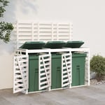 Vidaxl Abri Pour Poubelle Triple Sur Roulettes Blanc Bois Pin