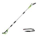 Greenworks G24PS20 Cordless long reach Pole Saw (Great for Pruning and Trimming Branches), 8 Inch (20cm) Bar Length, 6.7m/s Chain Speed, light weight, 2.6m Pole Reach WITHOUT 24V Battery & Charger