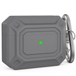Delidigi AirPods Pro Case Cover with AirTag Holder,Shock-Proof Silicone Case Protective Cover with Keychain Compatible with Apple AirPods Pro (Grey)
