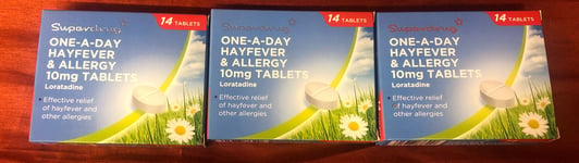 One-A-Day Hayfever & Allergy 10mg Tablets Loratadine 3 boxes of 14 Tablets