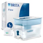 BRITA Flow XXL Water Filter Tank (8.2L) incl. 1x MAXTRA PRO All-in-1 cartridge - fridge-fitting dispenser for families and offices - now in sustainable Smart Box packaging, blue