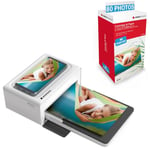 AGFA Photo Pack Imprimante Realipix Moments + Cartouches et papiers 80 Photos supplémentaires - Impression Bluetooth Photo 10x15 cm Smartphone Apple et Android, 4Pass Sublimation Thermique - Blanc