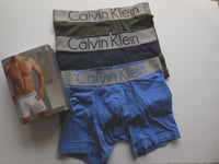 CALVIN KLEIN PACK OF 3  STEEL   BOXER BRIEFS  COTTON  RRP  £46  SMALL