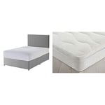 Silentnight Non Storage Divan| Slate Grey | Small Double with Miracoil Cushion Top Mattress | Medium Firm | Small Double