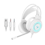 MagiDeal Gaming Headset with Mic Wired 3.5 mm Gaming Headphones Over-Ear Gaming Headphone with LED Light Noise Cancellation USB Gaming Accessories for PS4, PC, Gaming Computer, Laptop - White