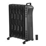 AmazonBasics Portable Oil Filled Digital Radiator Heater with 11 Wavy ECO-Fins and Remote Control, Black, 2500W