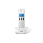 Philips D1611W/34 - Téléphone Fixe sans Fil, Rétro-éclairé, Son HQ, Jusqu'à 4 combinés, Répertoire 50 numéros, Faible consommation Eco, Identification de l'appelant, Portée 50m-300m Blanc