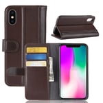 iPhone Xr Plånboksfodral i Äkta Läder, Brun