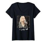 Womens Dolly Parton on the Mic V-Neck T-Shirt