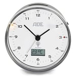ADE Réveil Radio-piloté de Voyage Moderne | analogique | Affichage de température et Date | éclairage | Snooze | diamètre 8,2 cm | Noir