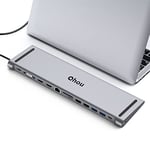 Station d'accueil USB C, 13 en 1 Triple écran USB C HUB Con Thunderbolt 3 Dock Via Compatible Windows & MacBook Pro (Dual HDMI, VGA, PD 100W, Port USB C, 4 USB, Gigabit Ethernet, Audio, SD/TF)