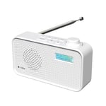 DAB Radio Portable, DAB Plus/DAB Radio, FM Radio, Small Radio, Digital Radio Mains Powered or Battery, USB Charging, Clear LCD Display (White)