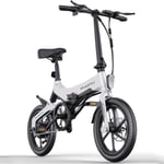 Electric bicycle Folding Electric Bike Magnesium Alloy Portable Lightweight With Removable 36V Lithium-Ion Battery 400W Hub Motor Electric Bicycle LED Light For Adult (Color : White)