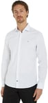 Tommy Hilfiger Men's CL Stretch Micro Print SF Shirt MW0MW34629 Dress, Optic White/Light Blue, 42W