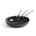 KitchenAid Forged Hardened Hard Anodized PFAS-Free Ceramic Non-Stick, 20 cm, 24 cm and 28 cm Frying Pan Set, Induction, Oven Safe up to 220°C, Black