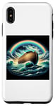 Coque pour iPhone XS Max Arche en bois de Noé sur les eaux avec un arc-en-ciel