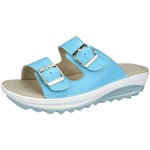 YCKZZR Women's Wedge Sandals Thick Sole Dress Sandals Leather Flip Flops Clip Toe Summer Shoes Non-Slip Beach,sky blue,38
