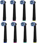 8pcs Cross Clean Brush Heads Compatible with Oral B Electric Toothbrush, Black.