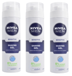 3 x Nivea Men Sensitive Skin Shaving Gel 200ml Chamomile & Witch Hazel Extract