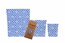 BEEBAGZ Matposer av bivokspapir, Blå 3pk (liten, medium, stor)