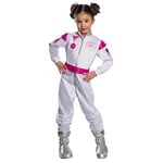 RUBIES - Barbie Officiel - Deguisement Astronaute pour enfant Rose et Blanc - Taille 3-4 Ans. Costume Astronaute avec ceinture rose et couvre bottes inclus - Halloween, Carnaval, Noël