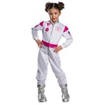 RUBIE'S Barbie Officiel - Deguisement Astronaute pour enfant Rose et Blanc - Taille 3-4 Ans. Costume Astronaute avec ceinture rose et couvre bottes inclus