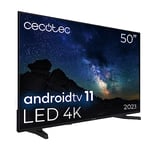 Cecotec TV LED 50" Smart TV A2 Series ALU20050S. 4K UHD, Android 11, Frameless, MEMC, Dolby Vision, Dolby Atmos, HDR10, 2 Haut-parleurs 10W, 2023