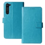Lankashi Book Stand Premium Retro Business Flip Leather Protector TPU Silicone Case For Motorola Moto Edge 6.7" Cover Etui Wallet (Blue)