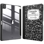 Fintie Hybrid Slim Case for iPad Pro 12.9-inch 6th Generation 2022, [Built-in Pencil Holder] Shockproof Cover w/Clear Transparent Back Shell, Also Fit iPad Pro 12.9" 5th/4th/3rd Gen, Composition Book