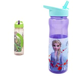 Disney Lightyear Lightyear Water Bottle Flip Up Straw 600ml – Official Disney Merchandise by Polar Gear & Disney Frozen Water Bottle with Straw – Reusable Kids 600ml PP
