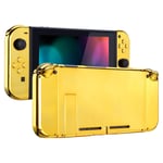 eXtremeRate Back Plate for Nintendo Switch Console, NS Joy con Handheld Controller Housing with Full Set Buttons, DIY Replacement Shell for Nintendo Switch - Chrome Gold