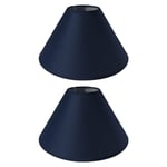 2 Pack - Navy Blue 14" Cotton Coolie Vintage Lampshade with Reversible Gimble & Shade Reducing Ring to Fit All Types of Lampholders - Taped Edges - Hard Lined - Sold in Pairs