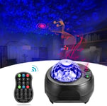 Star Projector Night Light, LED Projection Lamp Star Projector Ocean Wave Projector with Remote Control Bluetooth Speaker Northern Lights/Universe/Night Sky, Starry Projector for Kids & Adults