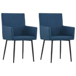 vidaXL spisebordsstole med armlæn 2 stk. stof blå