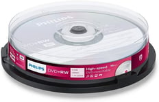 10 Philips DVD+RW RE-WRITABLE DVD's 10 Pack Blank DVD Discs