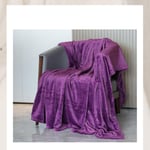 Faux Fur Aubergiene Throw Luxury Super Soft Plain Bed Sofa Settee Throw Blanket