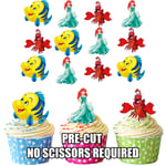 PRE-CUT Princess Ariel/The Little Mermaid - Edible Cupcake Toppers/Cake Decorations (Pack of 12)
