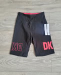 DKNY Women's Sport Flip Reflect Logo High Waist Bike ShortsBlack/Pink Size XS
