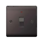 BG Nexus Metal Black Nickel Single Switch, 20A With Power Indicator - NBN31