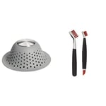 OXO Good Grips Silicone Shower & Tub Drain Protector & Good Grips Deep Clean Brush Set - Orange